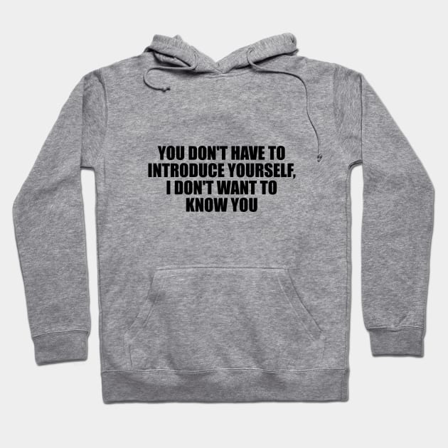 You don't have to introduce yourself, I don't want to know you Hoodie by D1FF3R3NT